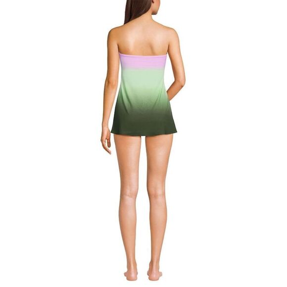 Land's End Ruched sweetheart halter swim dress wild lilac/olive ombré size 18 - Picture 5 of 7